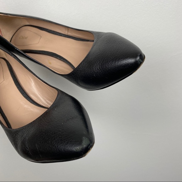 Chloe Leather Snake Gold Trim Pumps - Picture 3 of 7